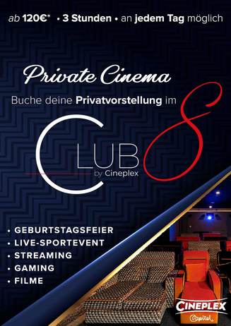 Private Cinema im Club 8 im Capitol